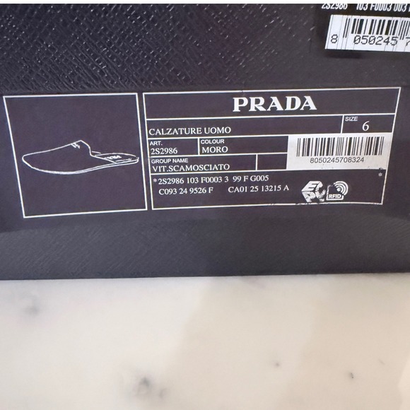 Prada 2S2986 Brown Suede Mules Gold Logo Slip On Loafers Mens Shoes uk6 main image 2